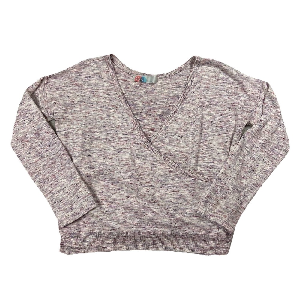 Free People Beach Faux Wrap Sweater Long Sleeve Pink Balletcore Feminine Women S